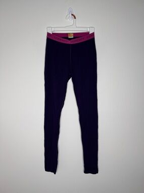 Icebreaker Women's Dark Purple Leggings with Pink Waistband Merino 200 S Small